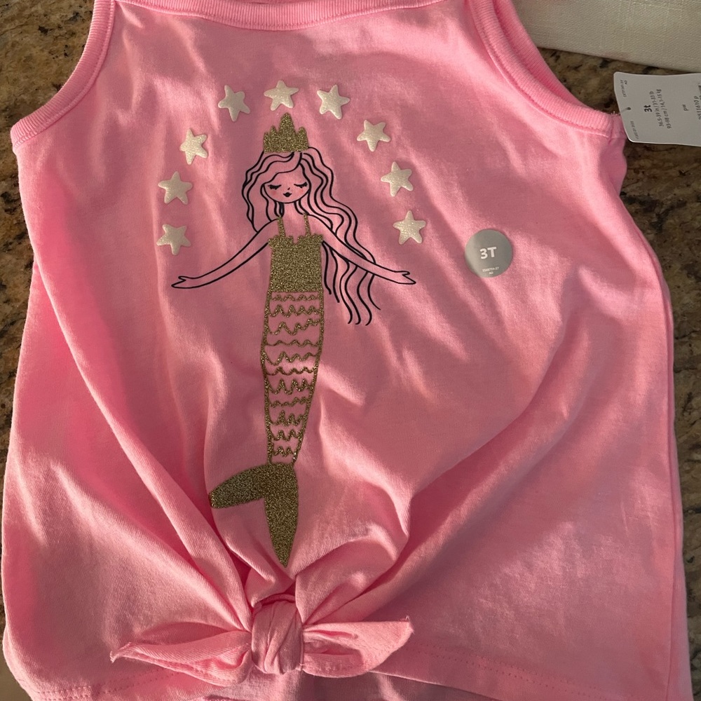 COPY - NWT Carter’s pink mermaid tank tie in the front shirt 3T